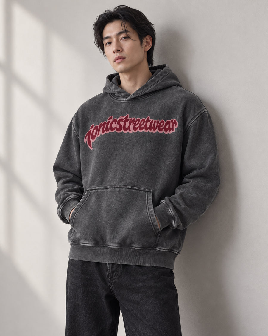 IONIC Oxblood Script Hoodie