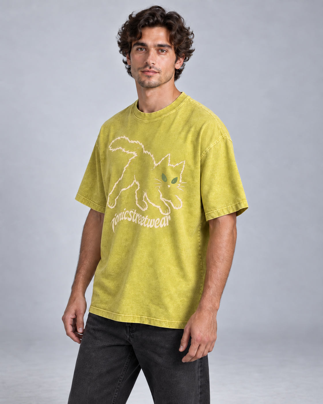 IONIC Alley Cat Tee · Olive Yellow · 2
