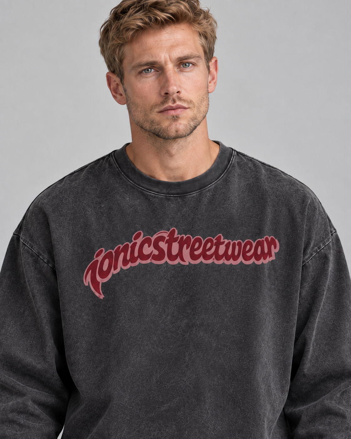 IONIC Oxblood Script Edge Tee · Black · 4