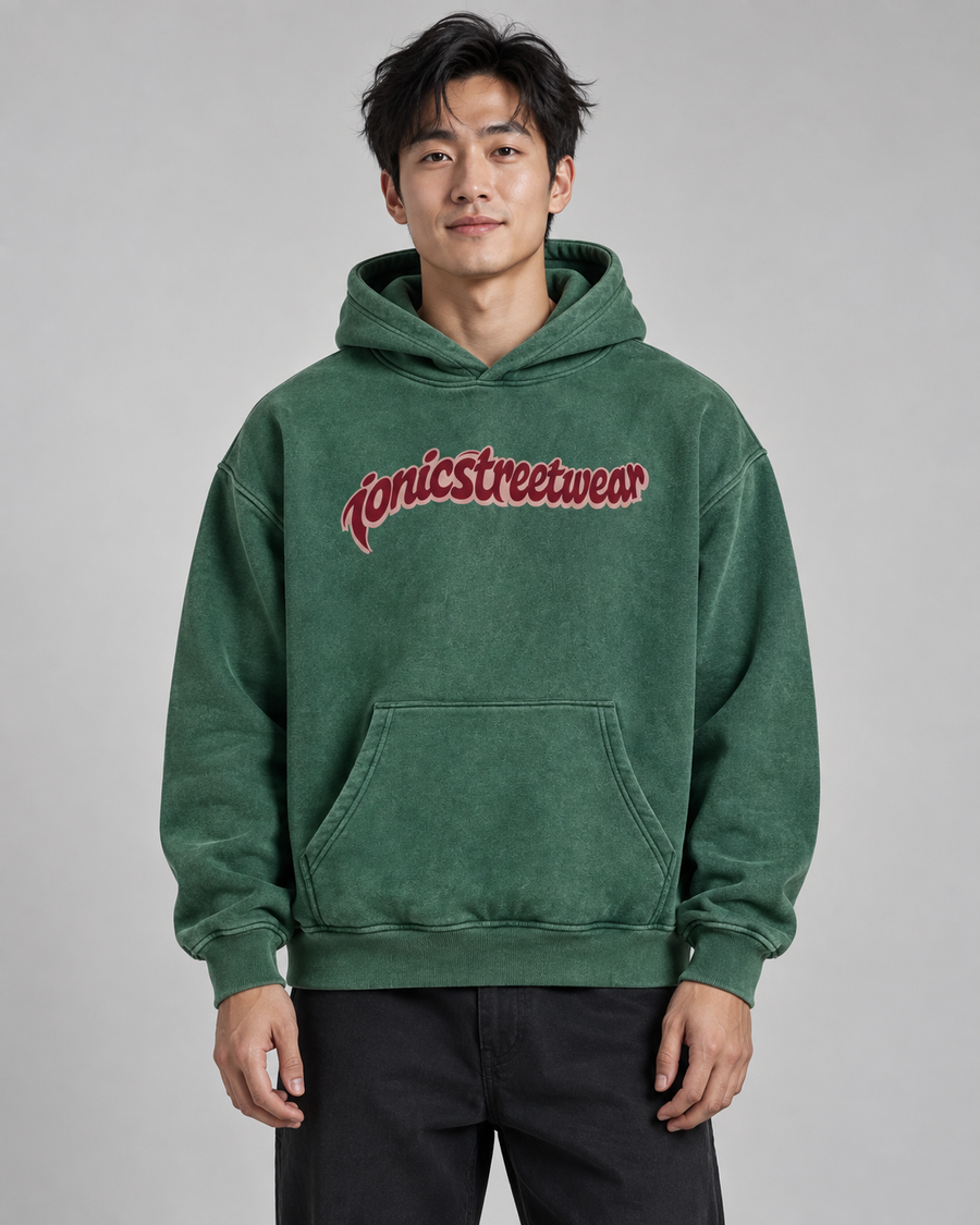 IONIC Oxblood Script Hoodie