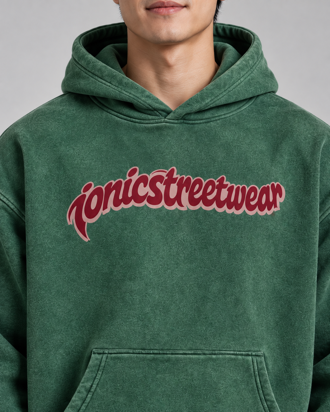 IONIC Oxblood Script Hoodie · Dark Green · 4