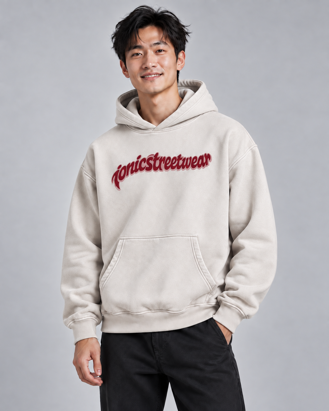 IONIC Oxblood Script Hoodie · Mild Apricot · 1