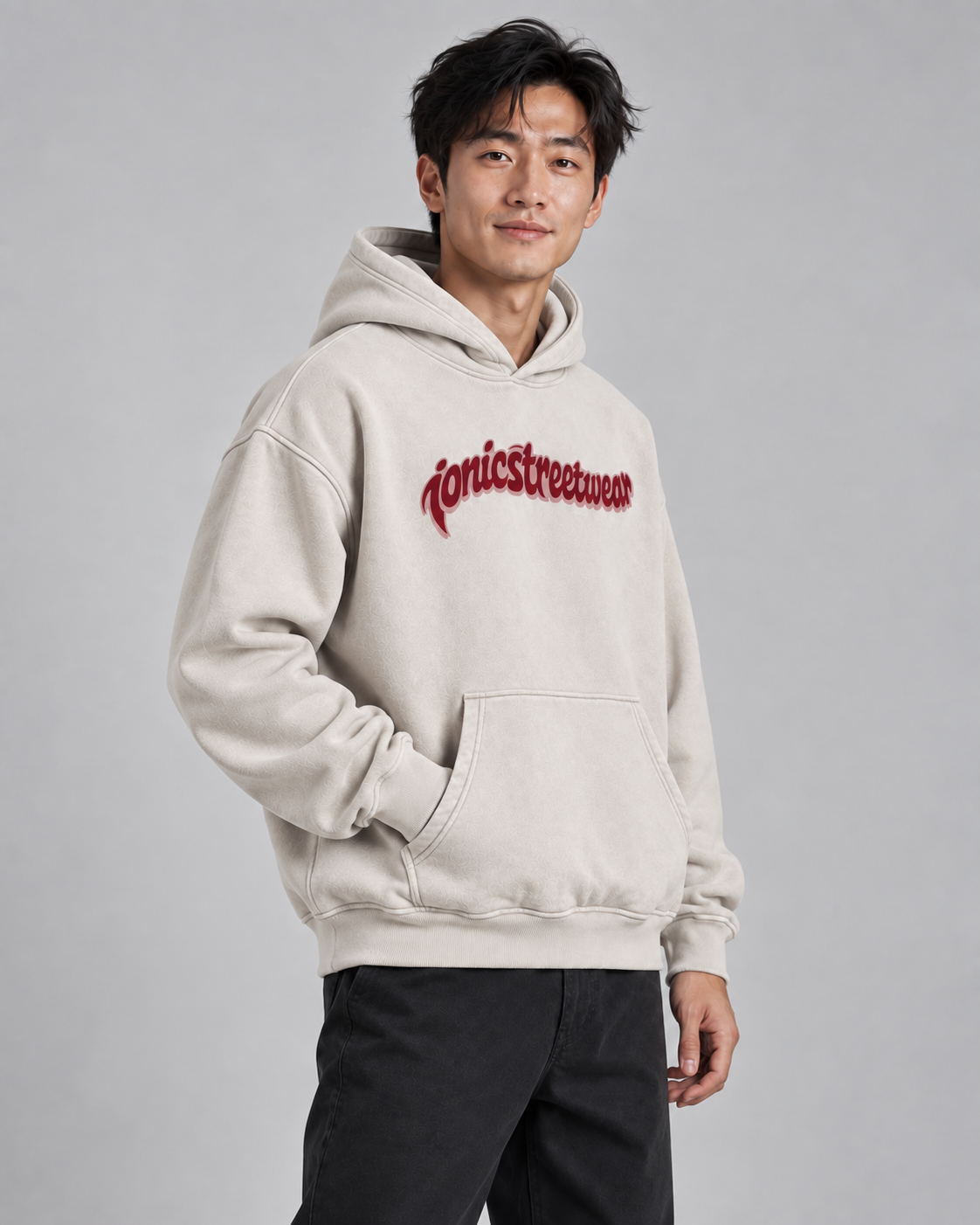 IONIC Oxblood Script Hoodie · Mild Apricot · 2