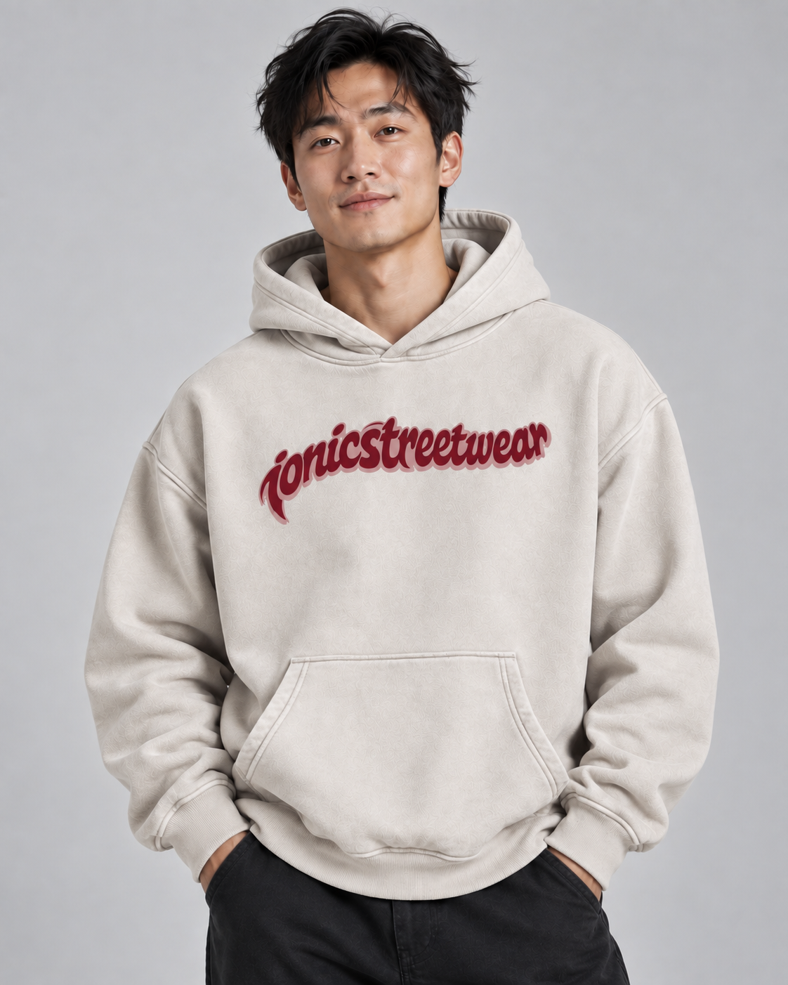 IONIC Oxblood Script Hoodie · Mild Apricot · 4
