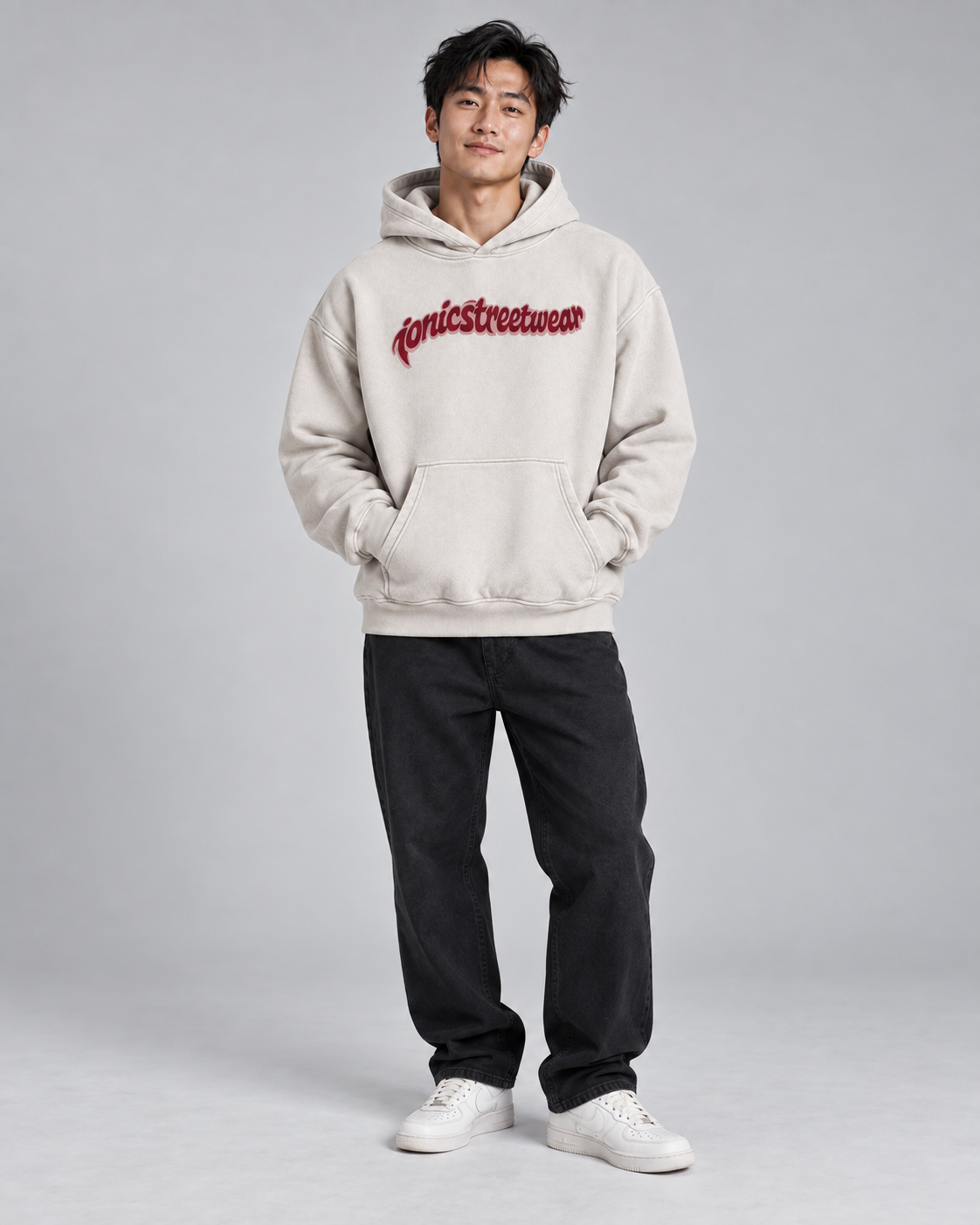 IONIC Oxblood Script Hoodie · Mild Apricot · 5
