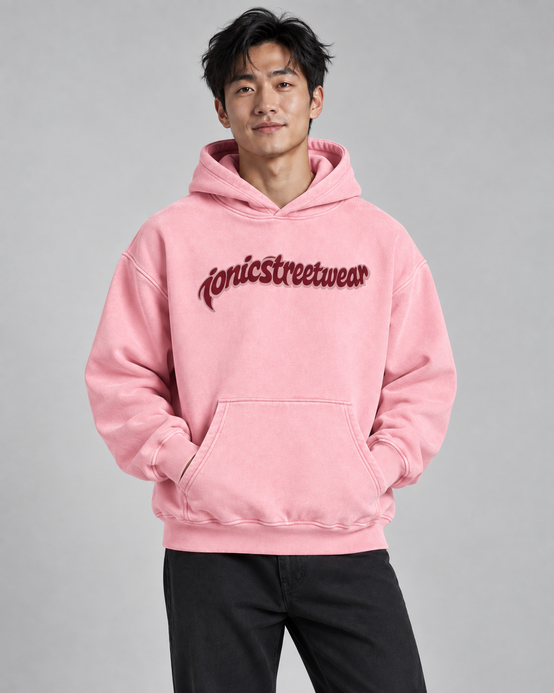 IONIC Oxblood Script Hoodie · Pink · 1