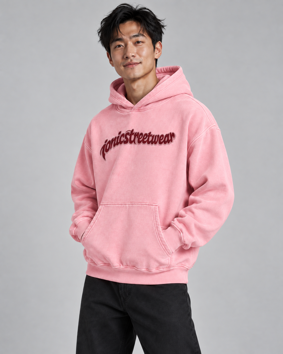 IONIC Oxblood Script Hoodie · Pink · 2