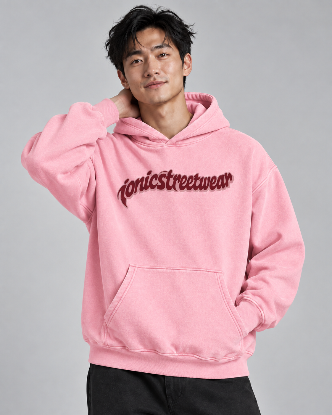 IONIC Oxblood Script Hoodie · Pink · 4