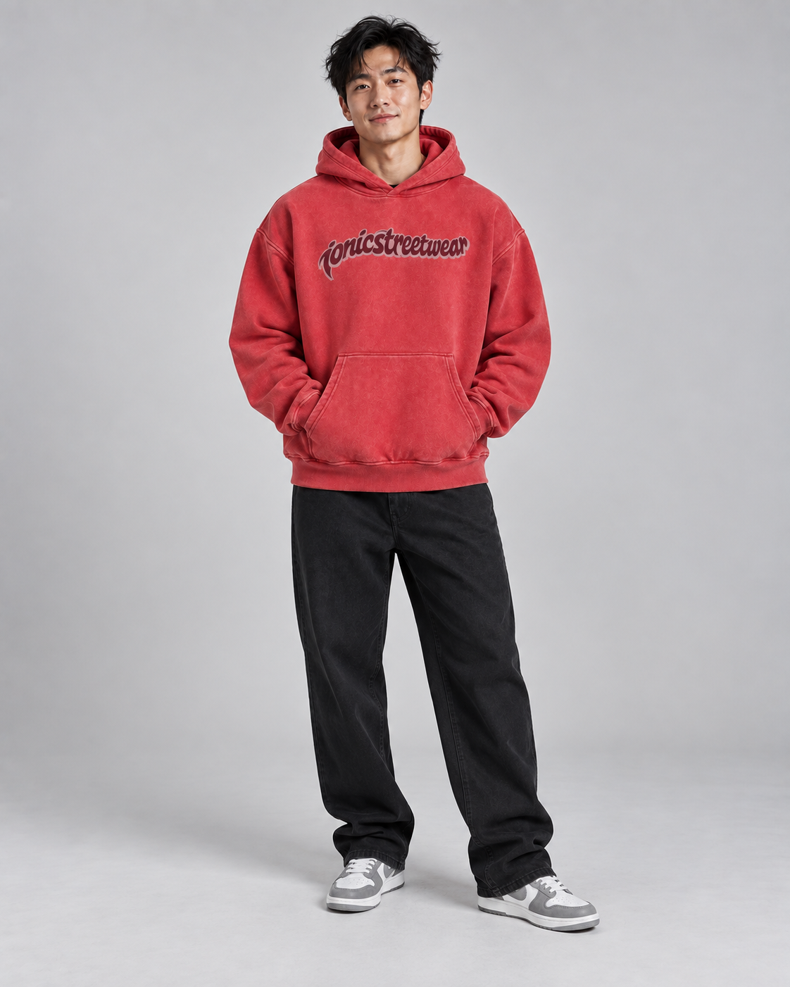 IONIC Oxblood Script Hoodie · Red · 5
