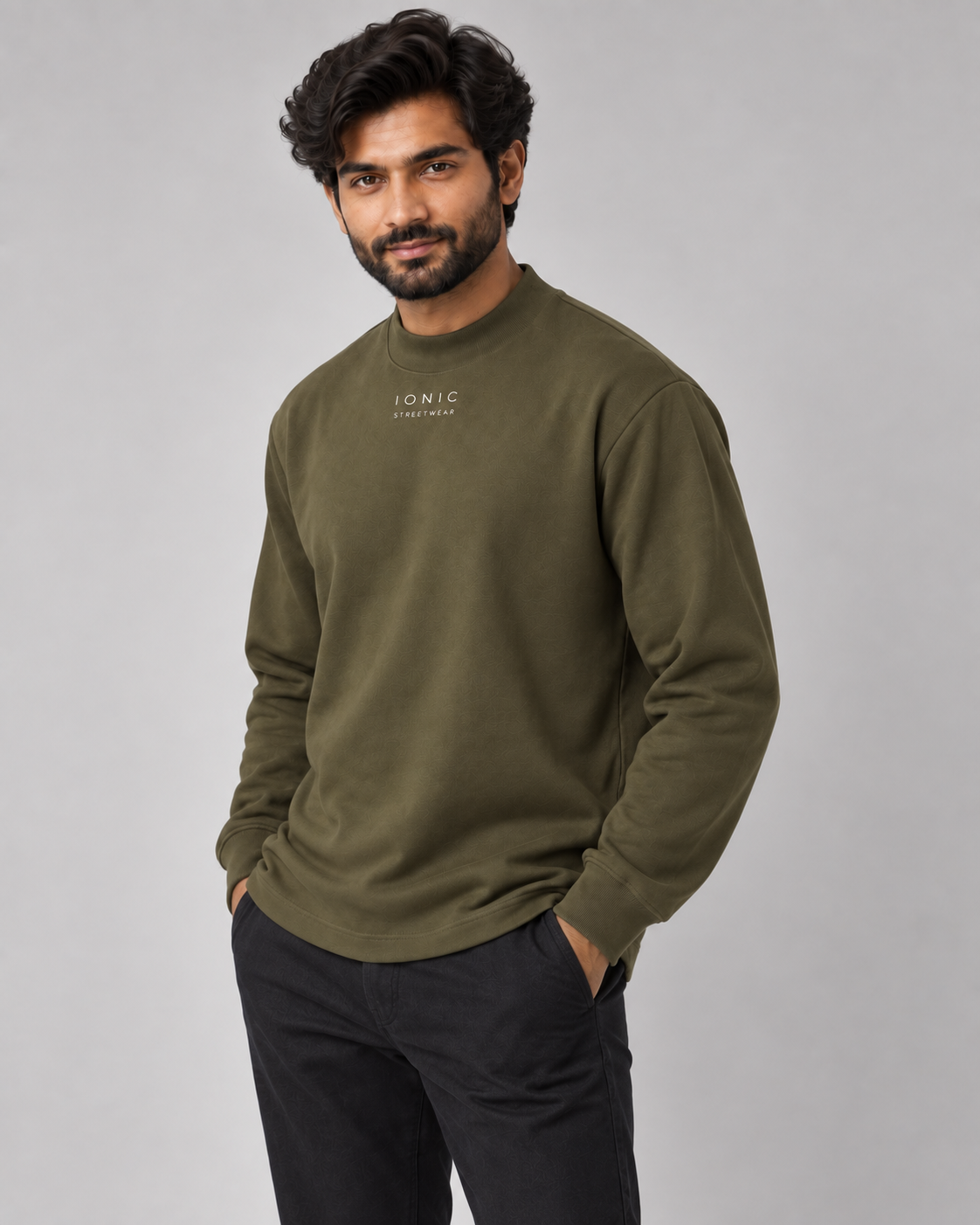 IONIC Mock Neck 330 · Gray Green · 2