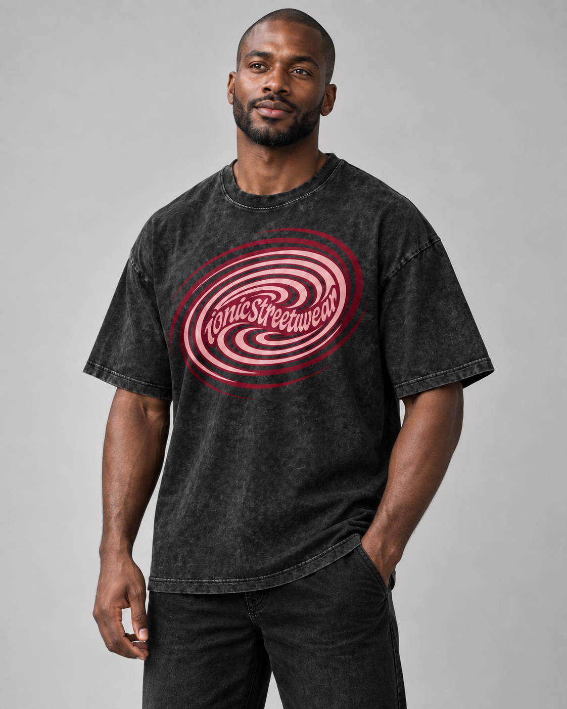 IONIC Oxblood Orbit Tee · Black · 2