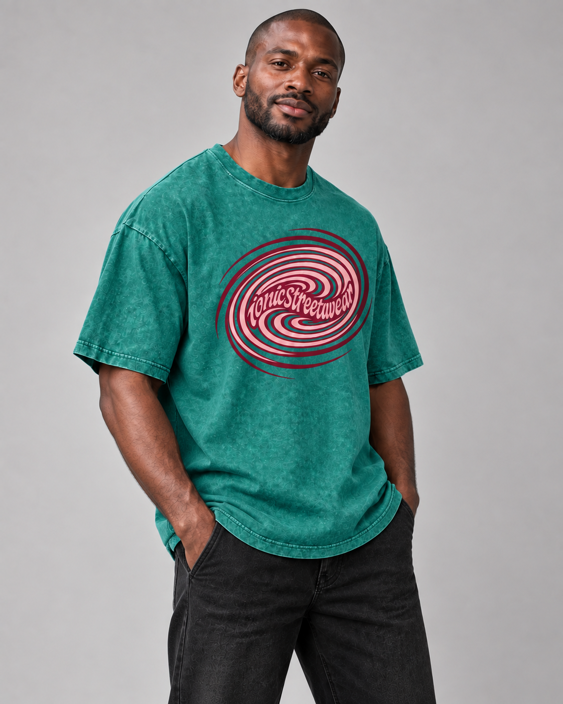 IONIC Oxblood Orbit Tee · Dark Green · 2
